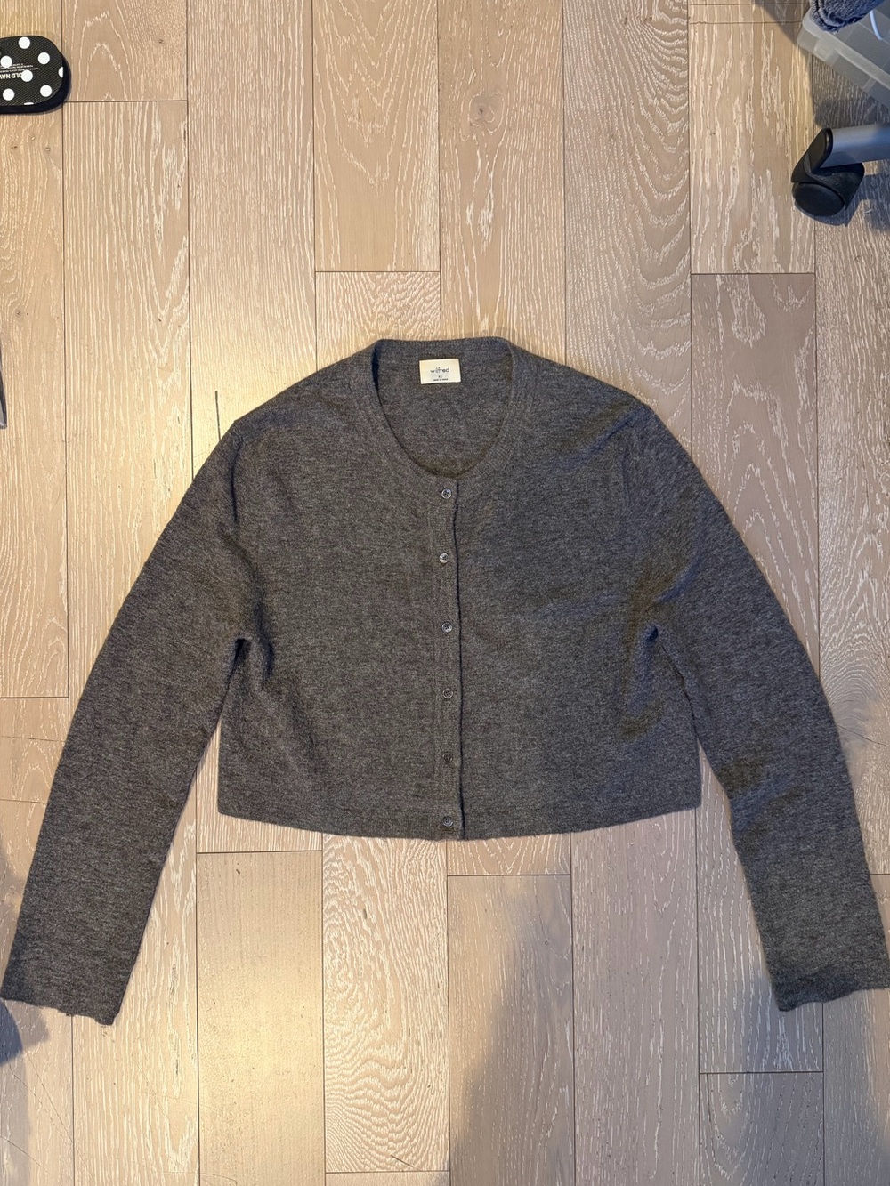 Wilfred Sicily Charcoal Cropped Button-Front Cardigan